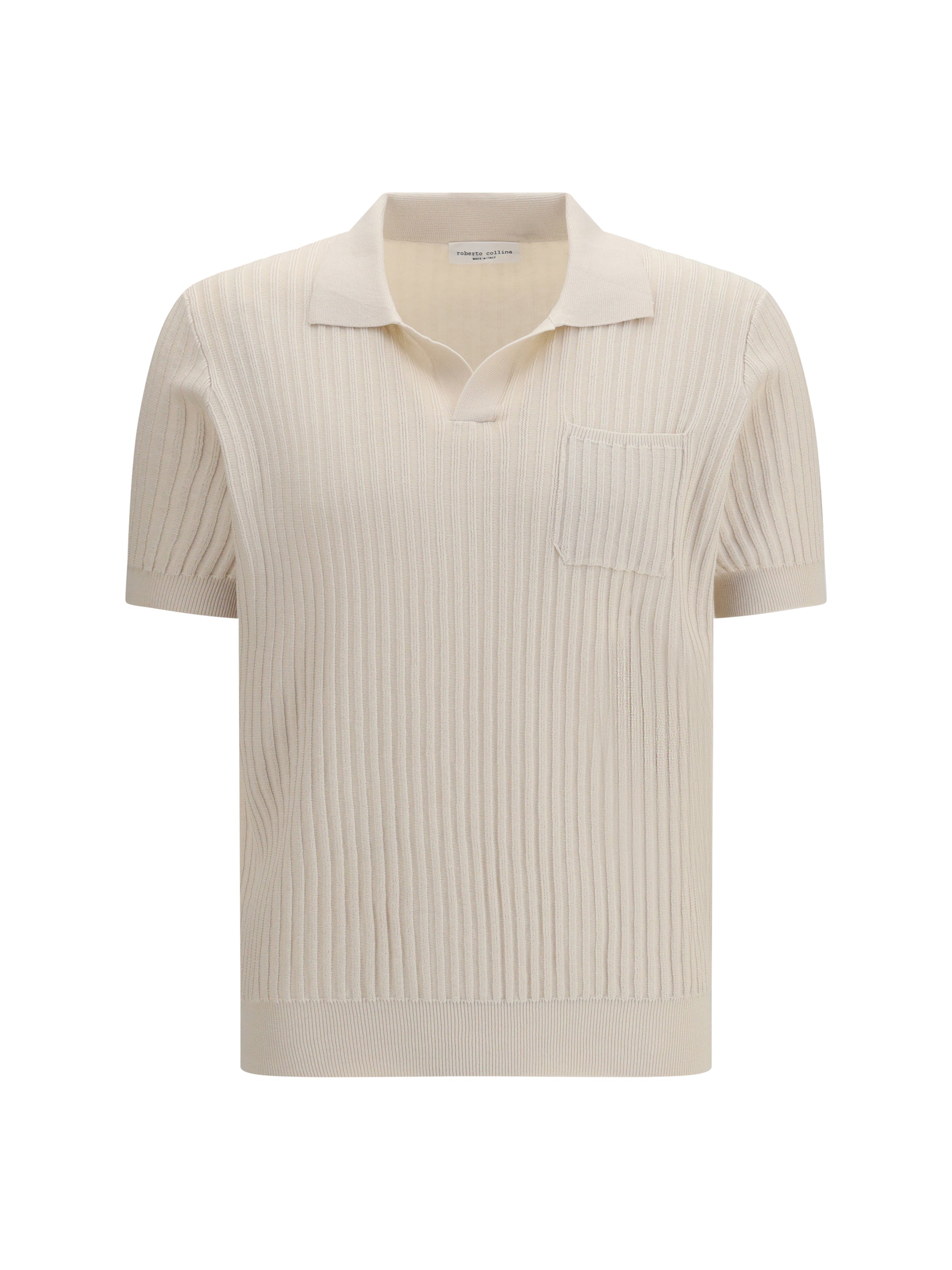Ribbed Cotton Polo — Beige