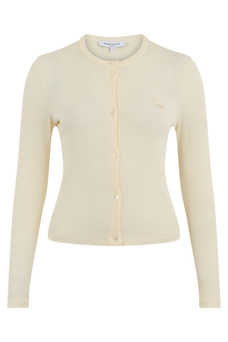 Maison Kitsuné - ribbed knit crew neck fitted cardigan