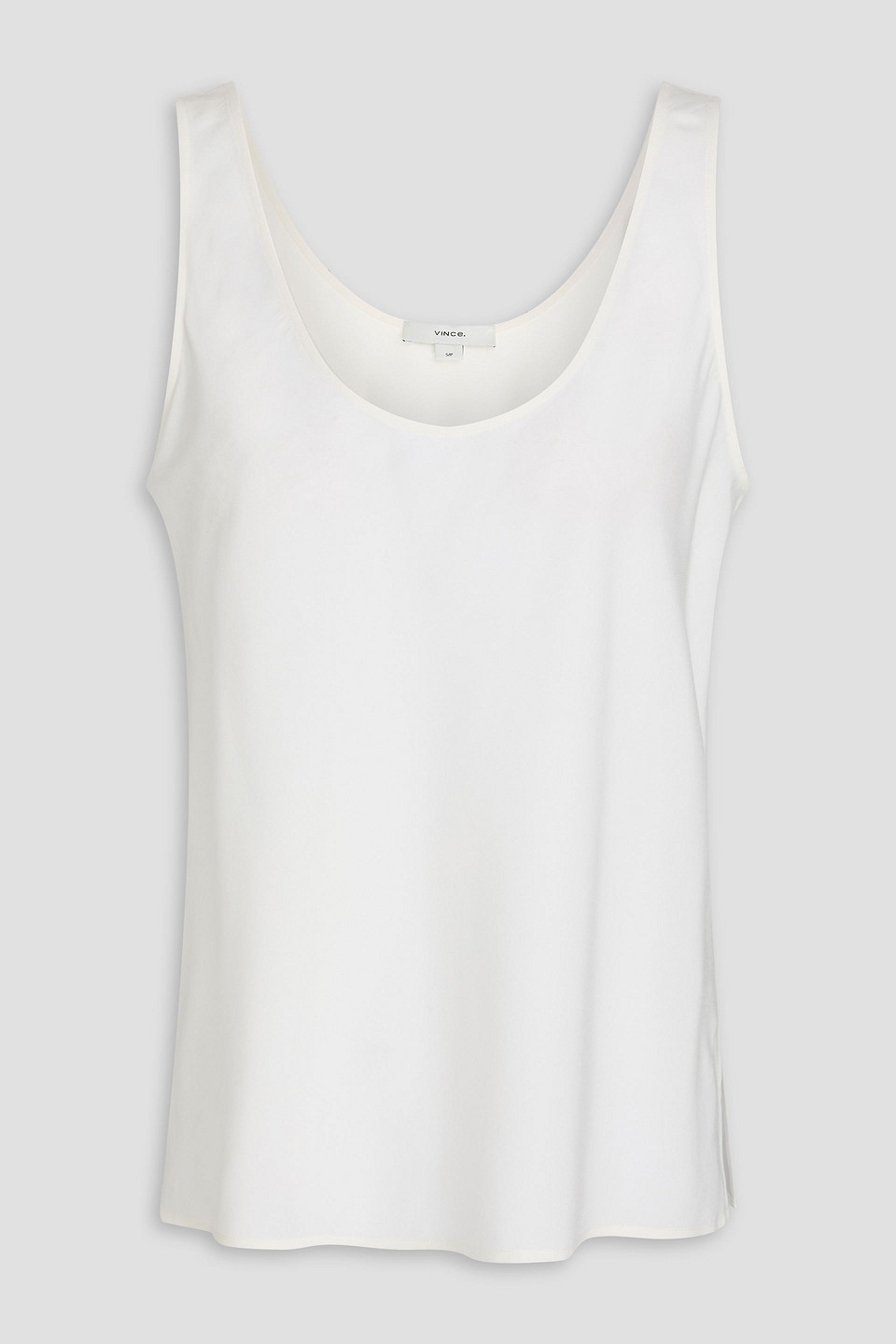 Silk-blend crepe-satin top - White - L