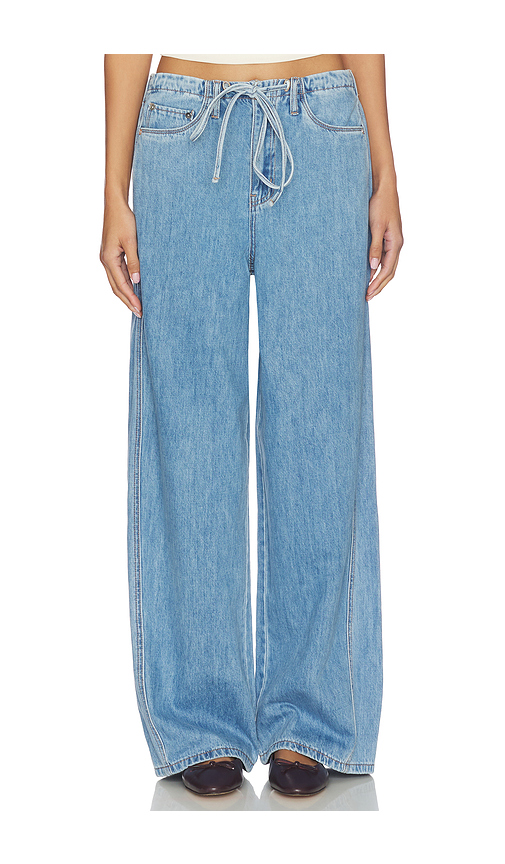 BLANKNYC Tie Barrel Jeans in Blue. L. Also in M