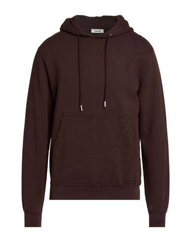Man Sweatshirt Dark brown Size XS Cotton, Elastane