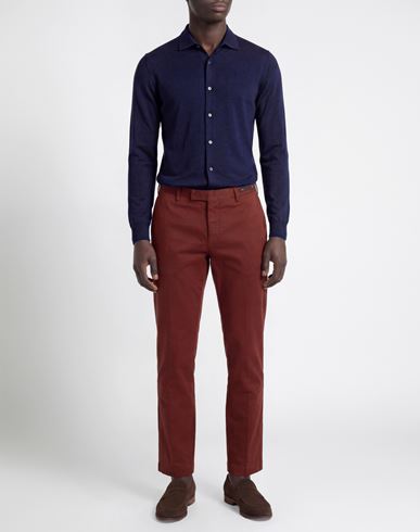 Man Pants Burgundy Size 28 Cotton, Elastane