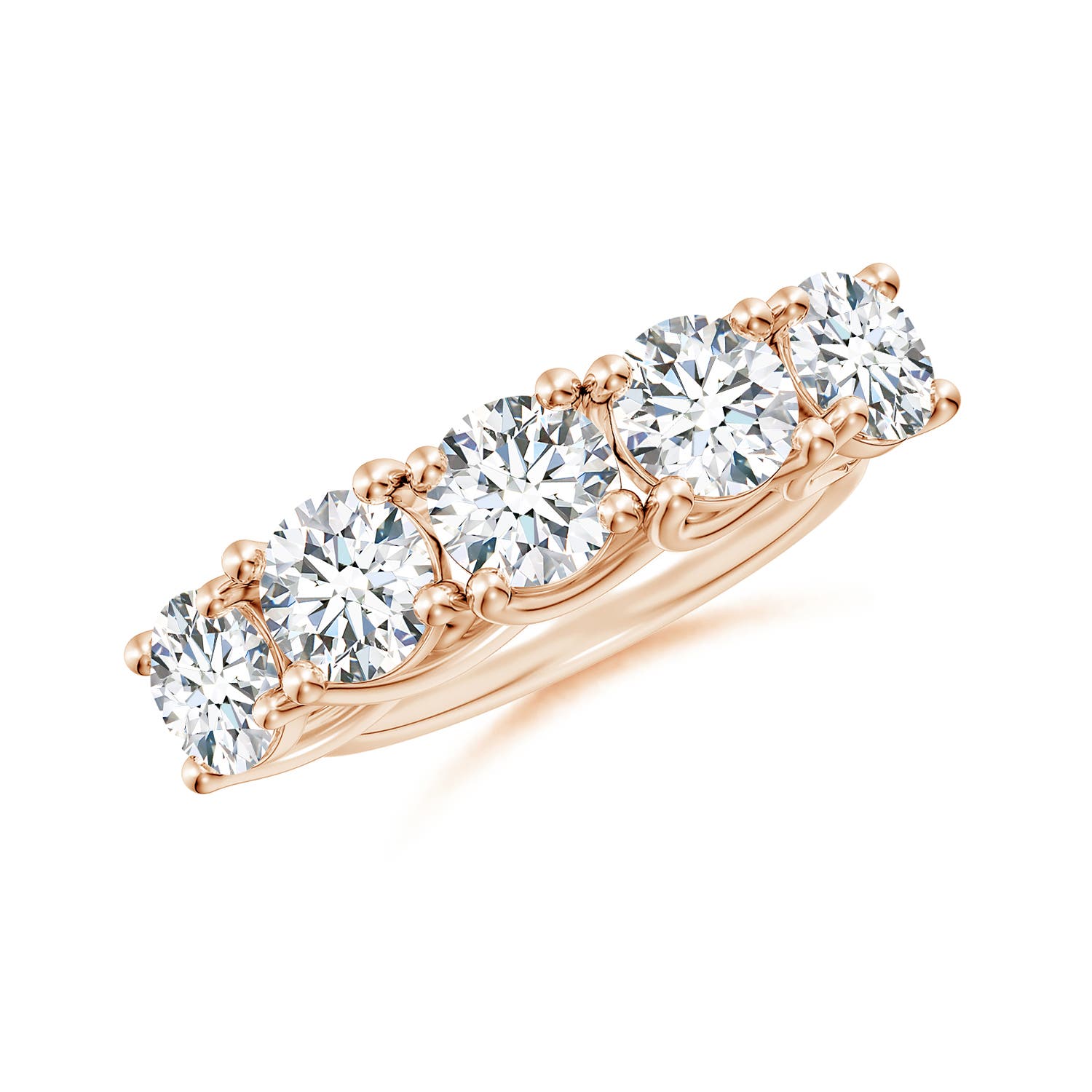 Angara 3.75 Carats Lab-Grown Half Eternity Five Stone Diamond Wedding Ring in 14K Rose Gold