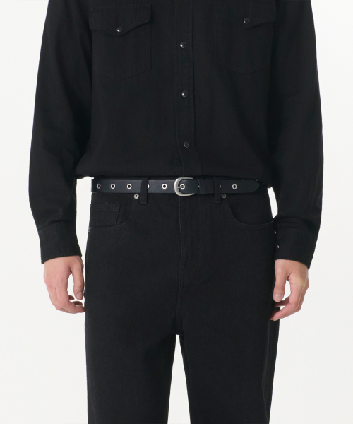 Synthetic Leather Eyelet Belt_25mm