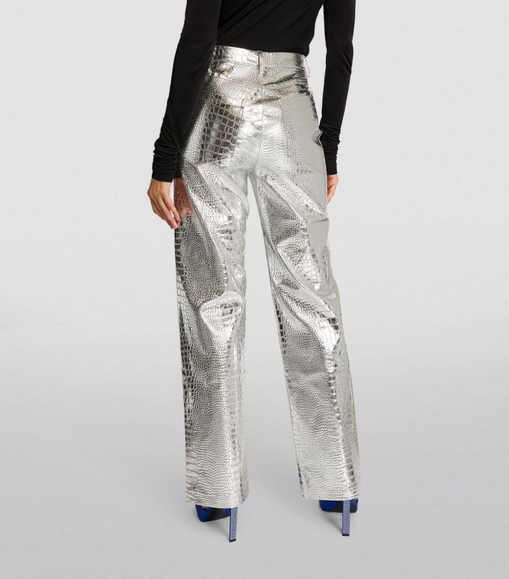 로테이트 비르커 크리스텐슨 여성 Croc Embossed Wide-Leg Trousers