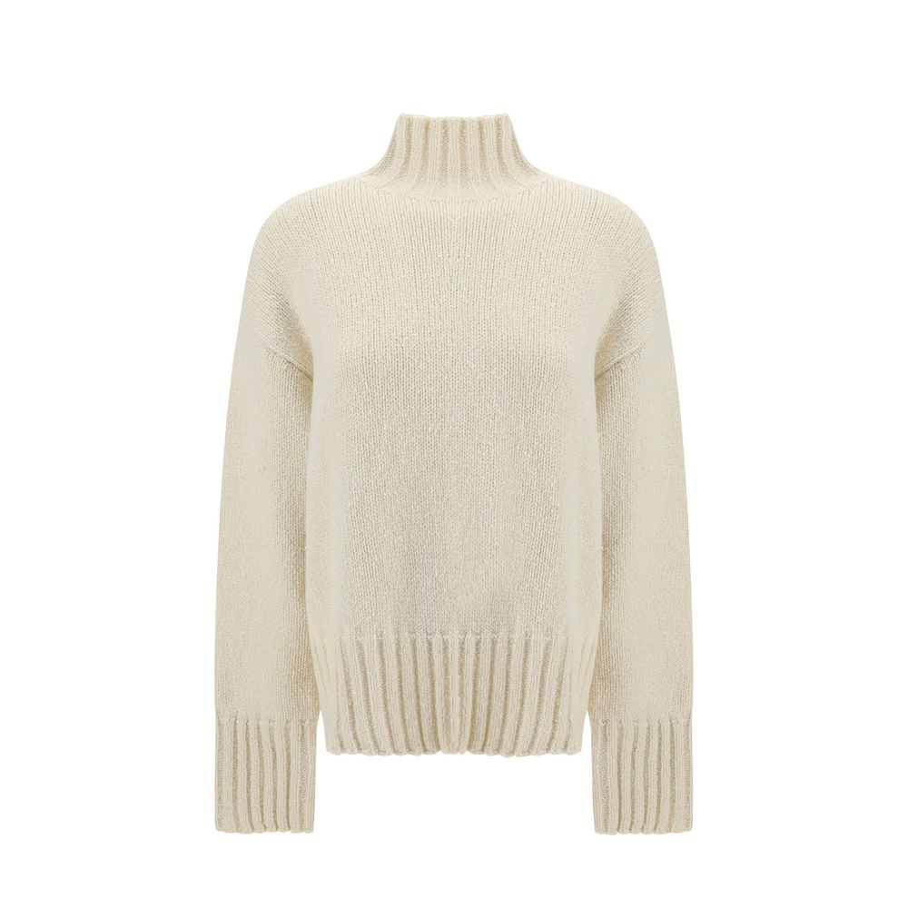 Silk and Wool Turtleneck Sweater — White