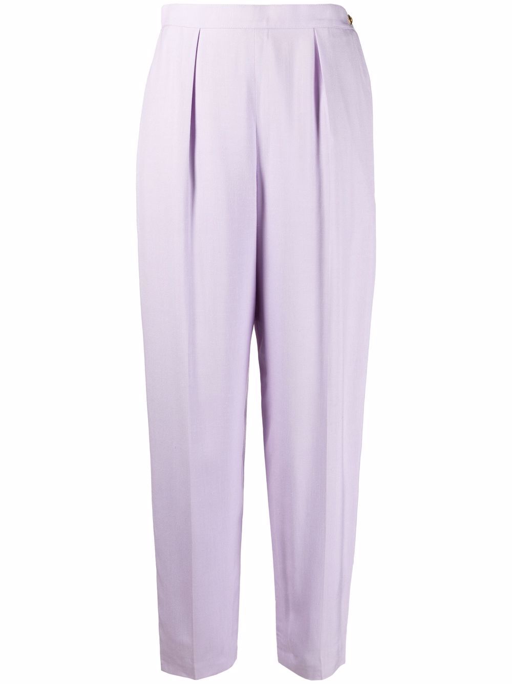 2000s tailored-cut tapered silk trousers - Purple