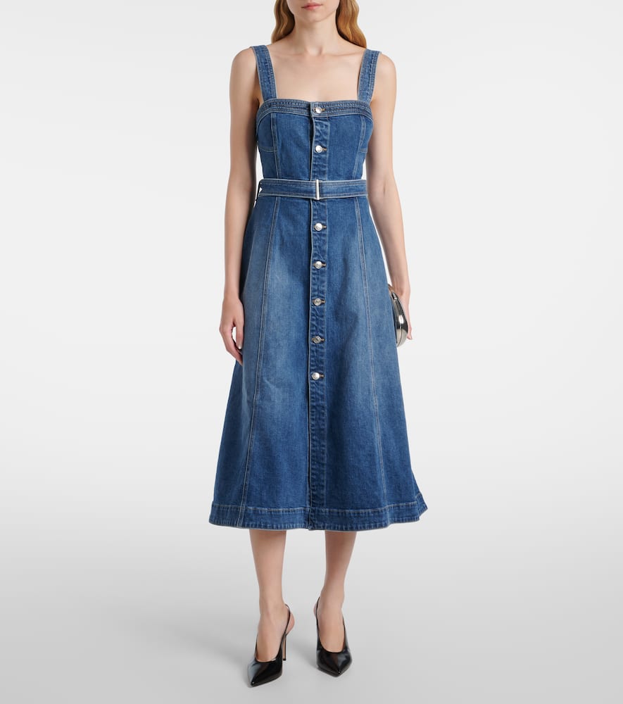 Alba belted denim midi dress