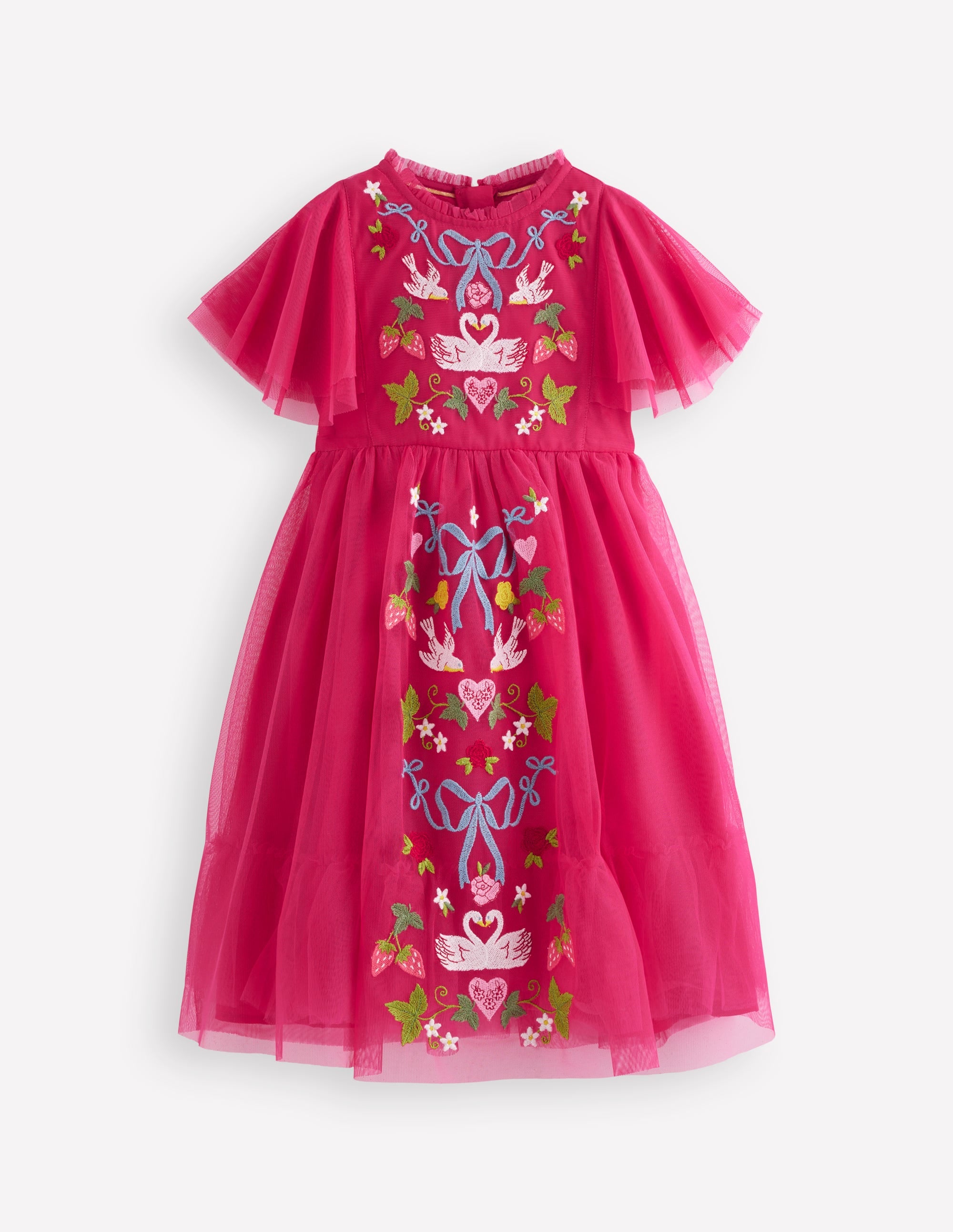 Embroidered Tulle Dress Cherry Jam Lovebirds