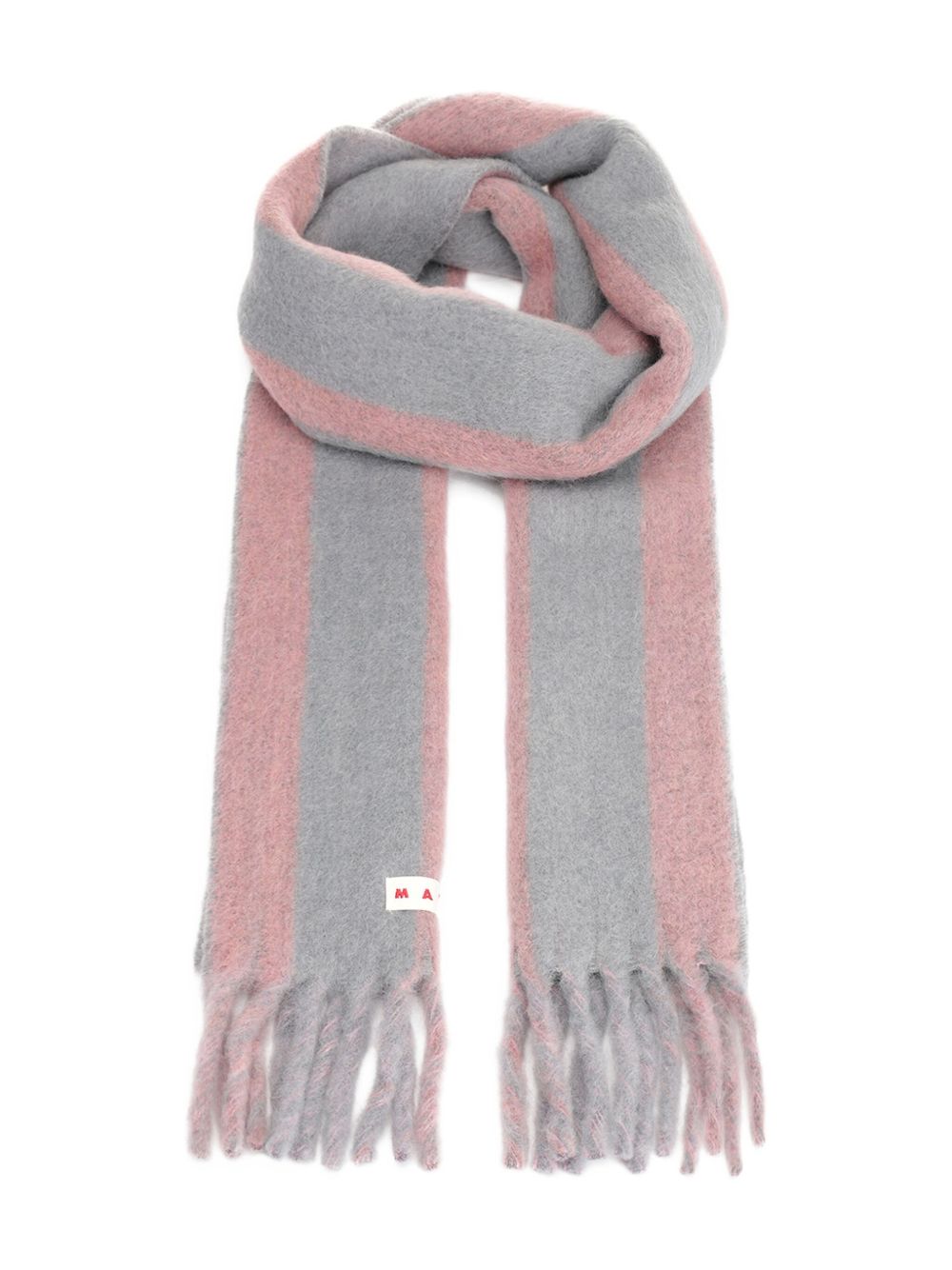 Striped fringed scarf - Grey
