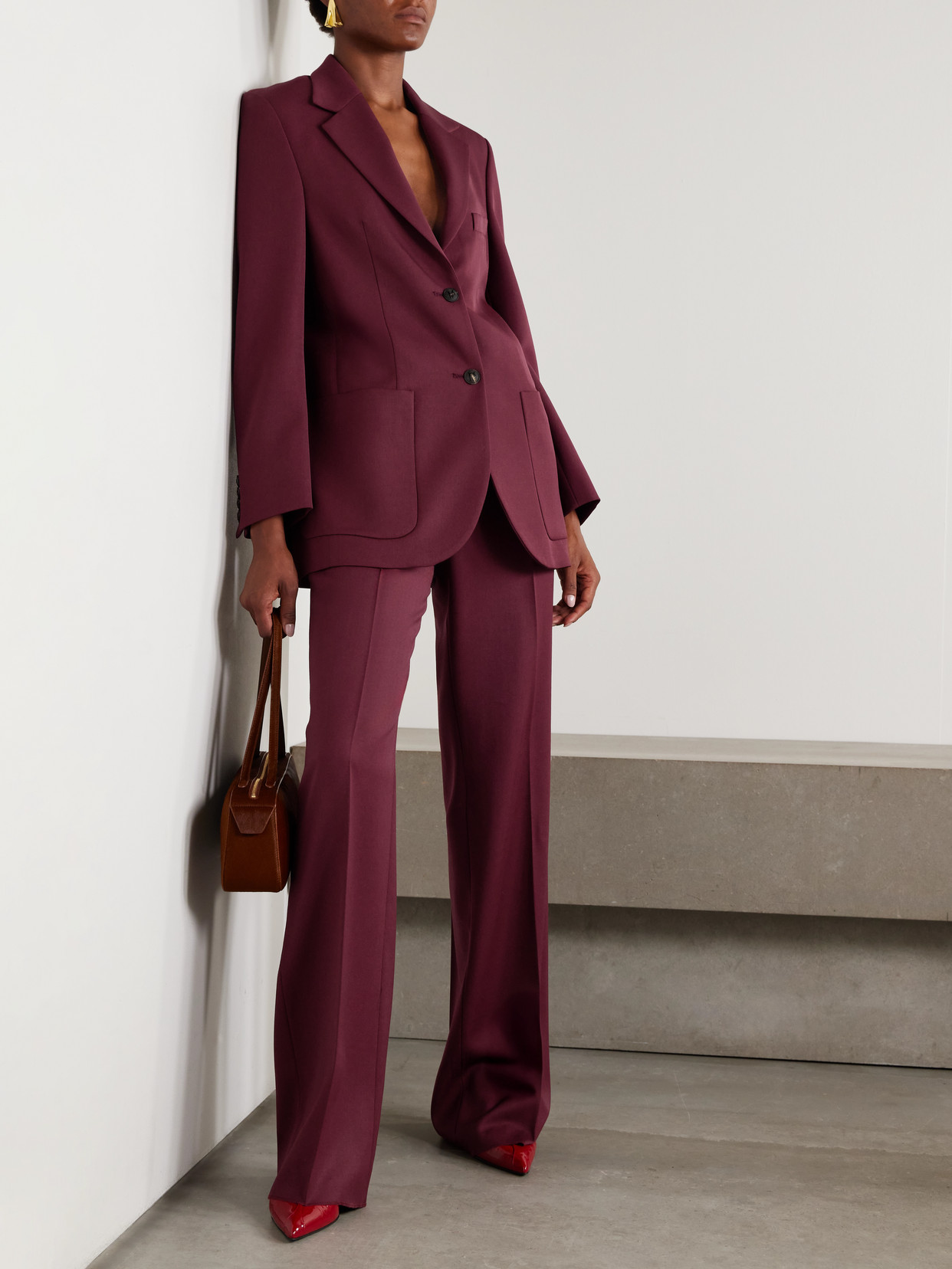 Sebastian Grain De Poudre Wool Blazer - Burgundy