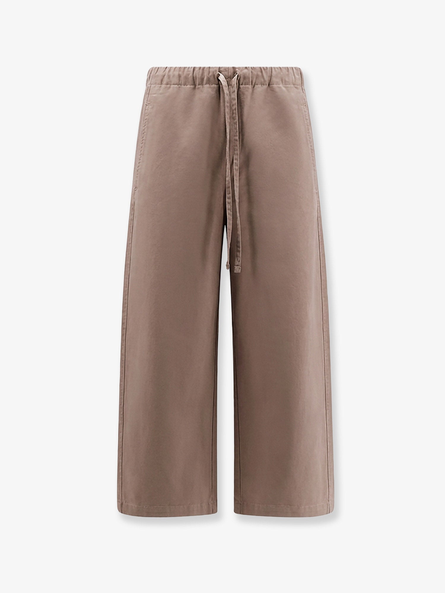 Wide-Leg Cotton Trousers — Brown