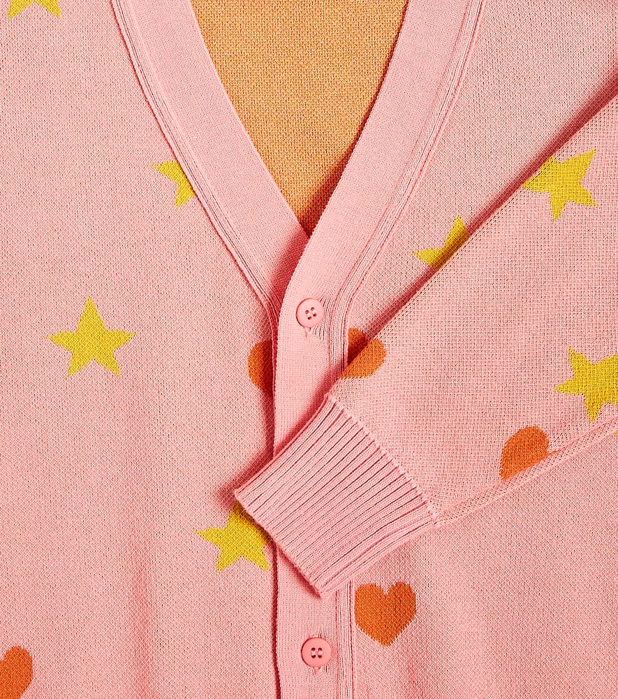 Tinycottons Hearts Stars jacquard cotton cardigan
