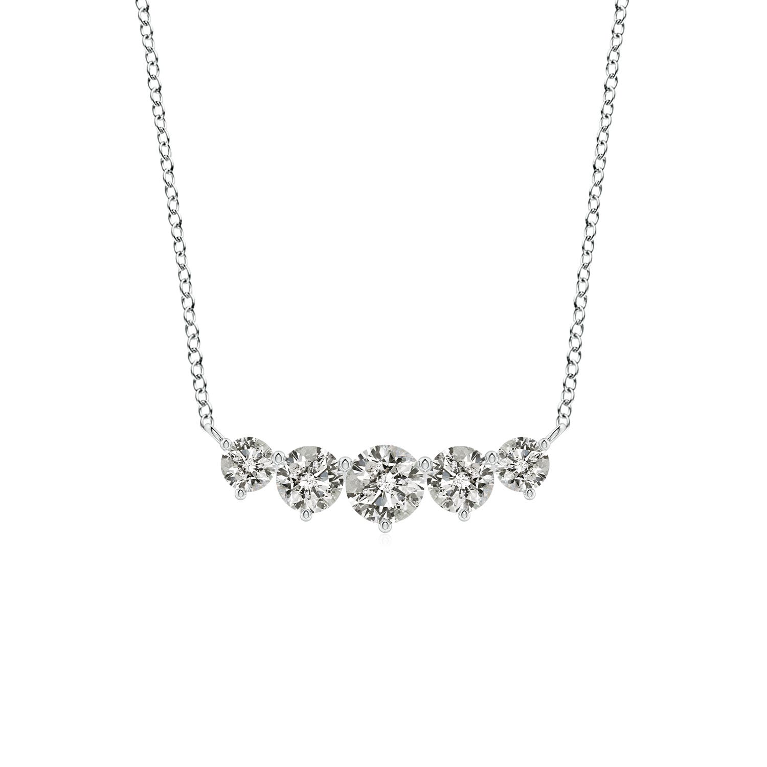 Angara 0.5 Carat Graduated Five Stone Round Diamond Necklace in 14K White Gold