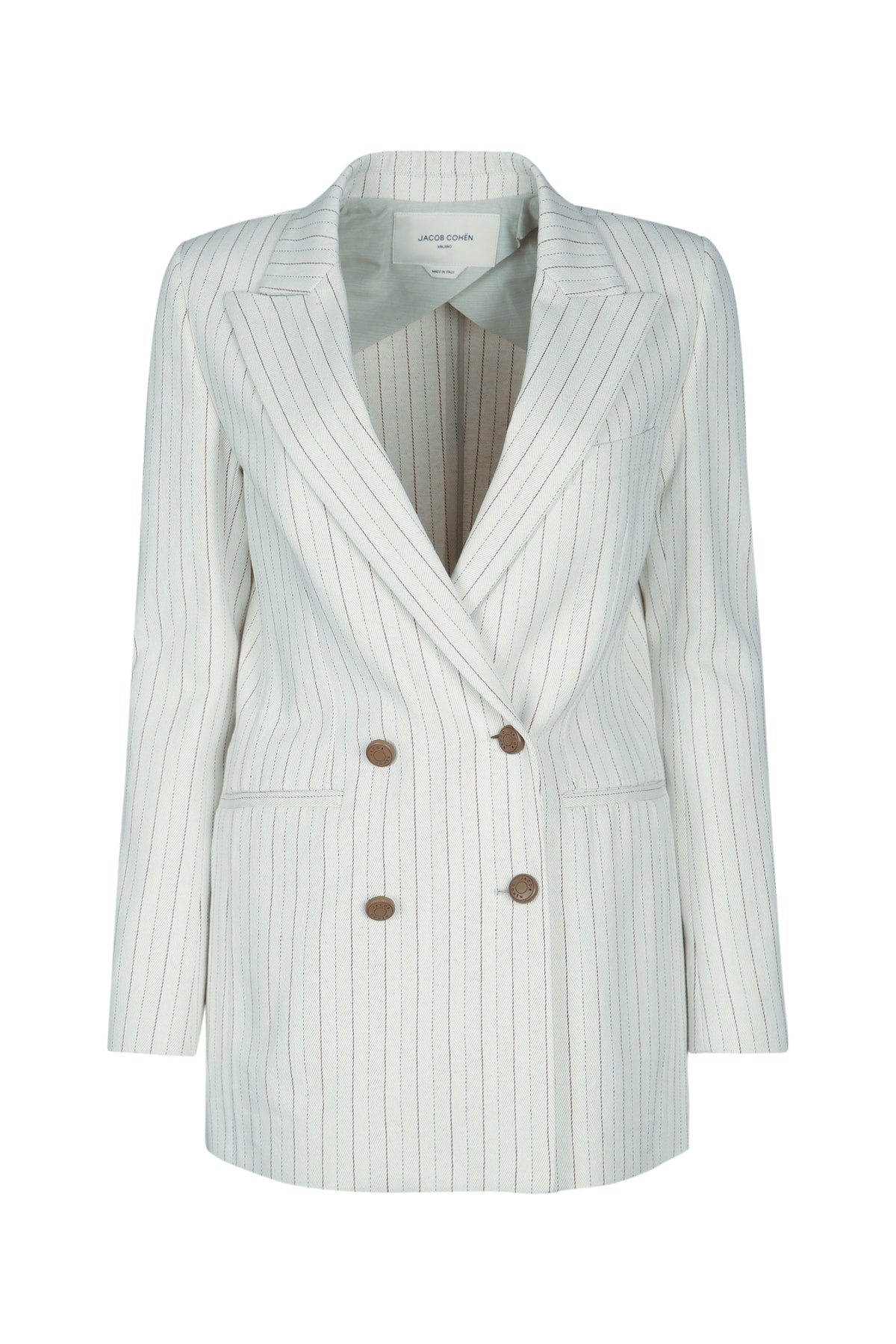 Pinstriped Cotton-Blend Blazer — White