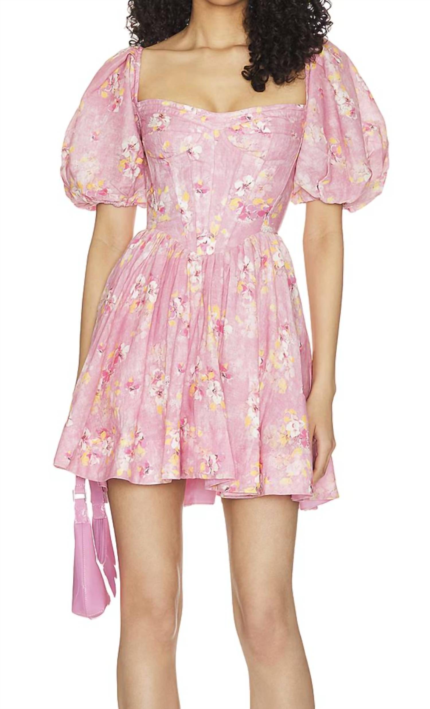 Kiah Corset Mini Dress In Pink Gardn