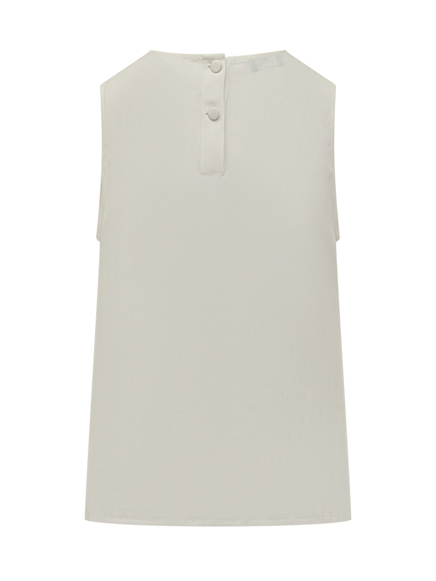 White Jacquard Round Neck Top