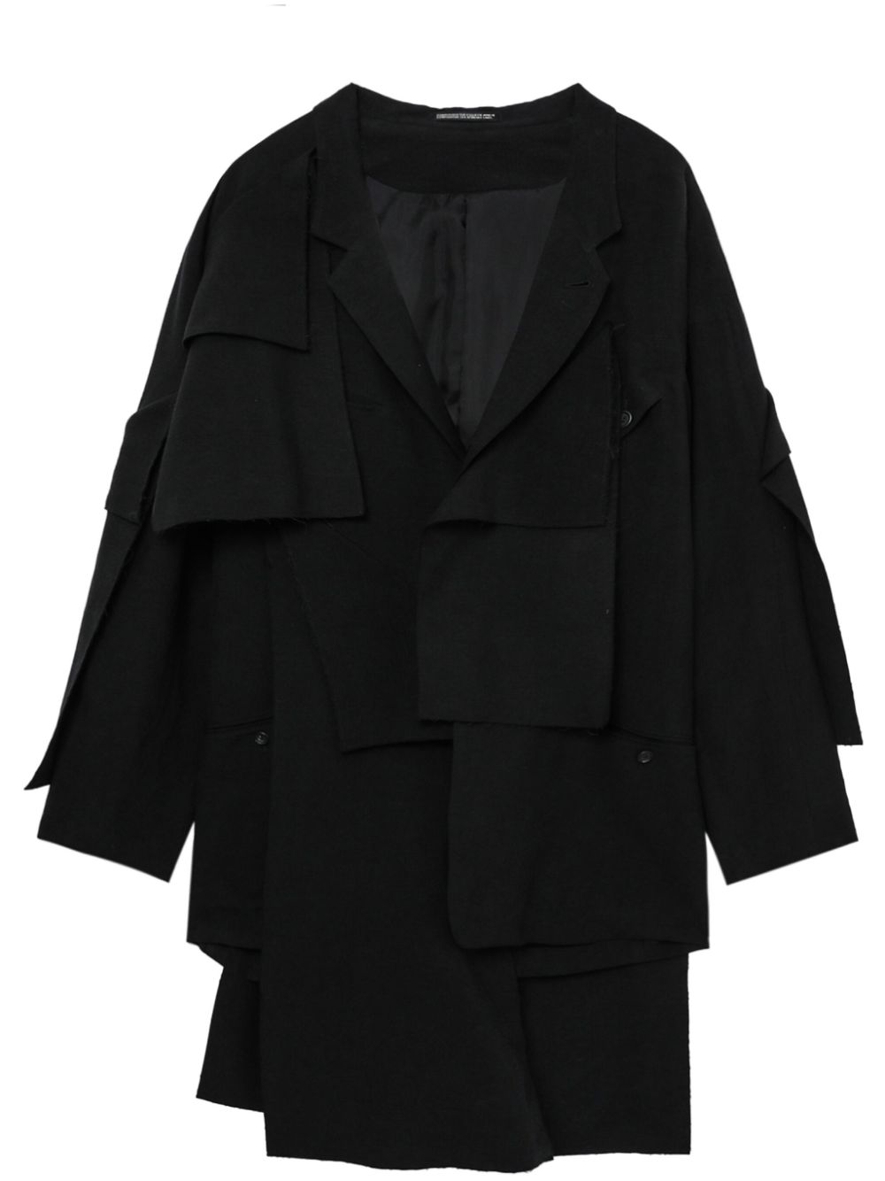 Cut-out layered coat - Black