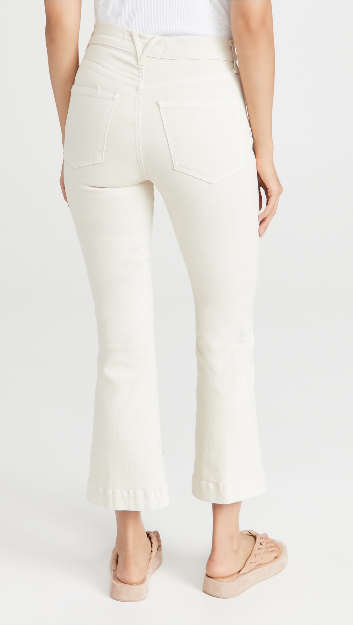 Carson High Rise Ankle Flare Jeans Ecru