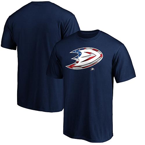 Men's Fanatics Navy Anaheim Ducks Banner Wave Logo T-Shirt