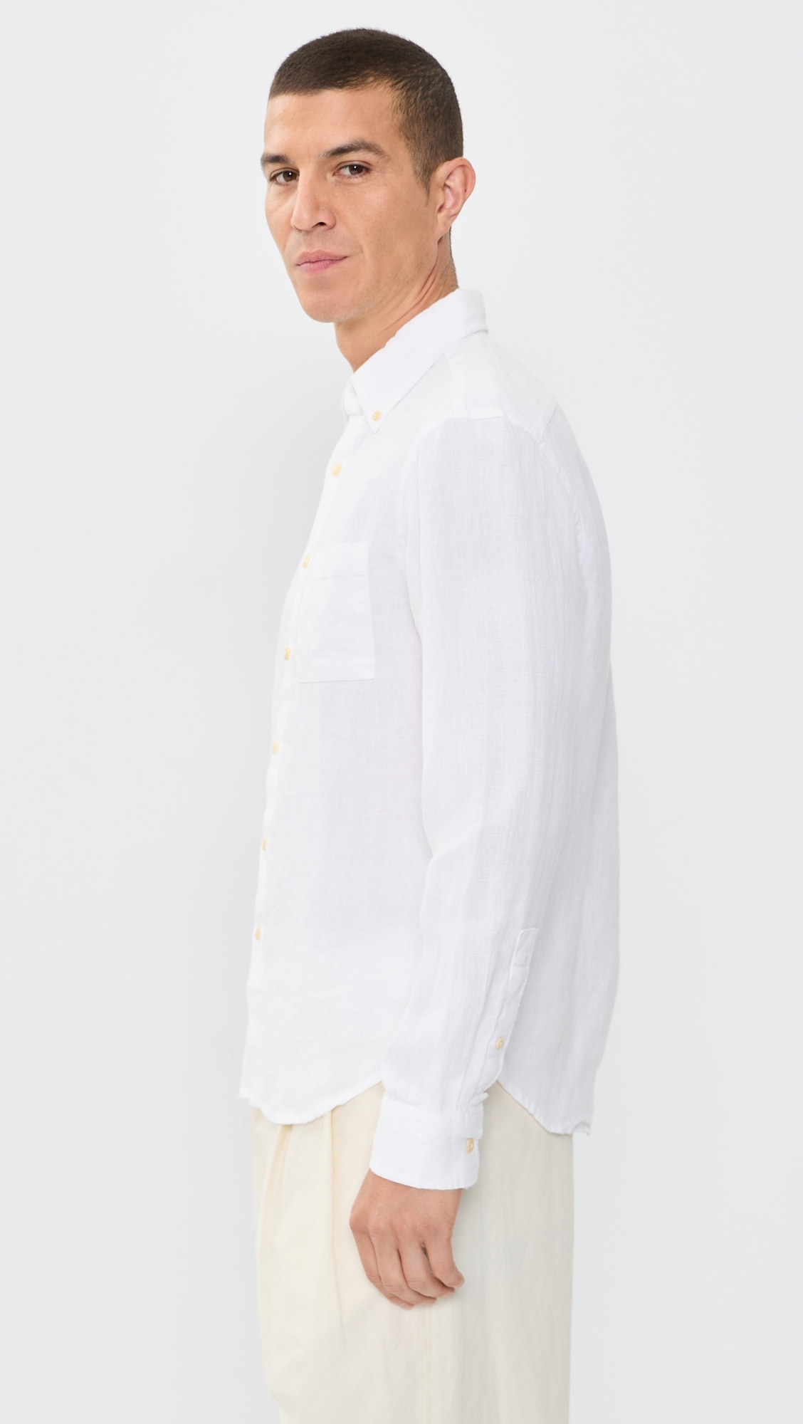 Linen Playa Button Down Shirt Snow