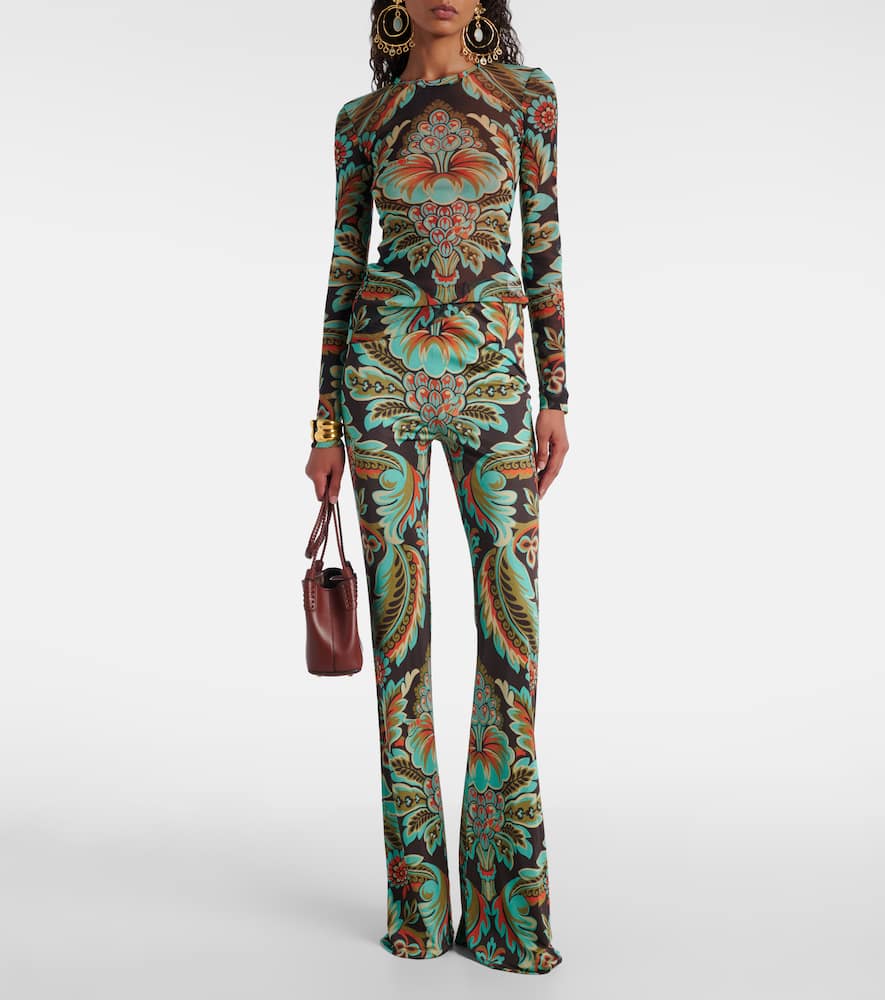 Printed crêpe jersey flared pants