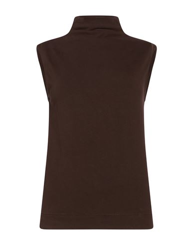 Woman Top Chocolate brown Size M Cotton, Elastane