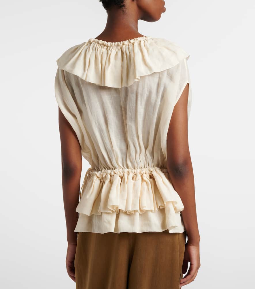 Ruffled peplum ramie top