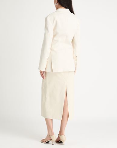 Woman Blazer Off white Size 4 Linen, Viscose, Polyester