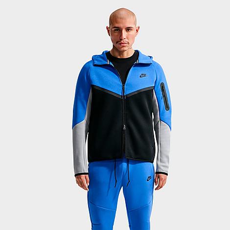 Men's Tech Fleece Windrunner Full-Zip Hoodie in Blue Crystal/Black/Light Smoke Grey