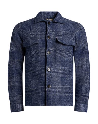 Man Jacket Blue Size L Cotton, Mohair wool