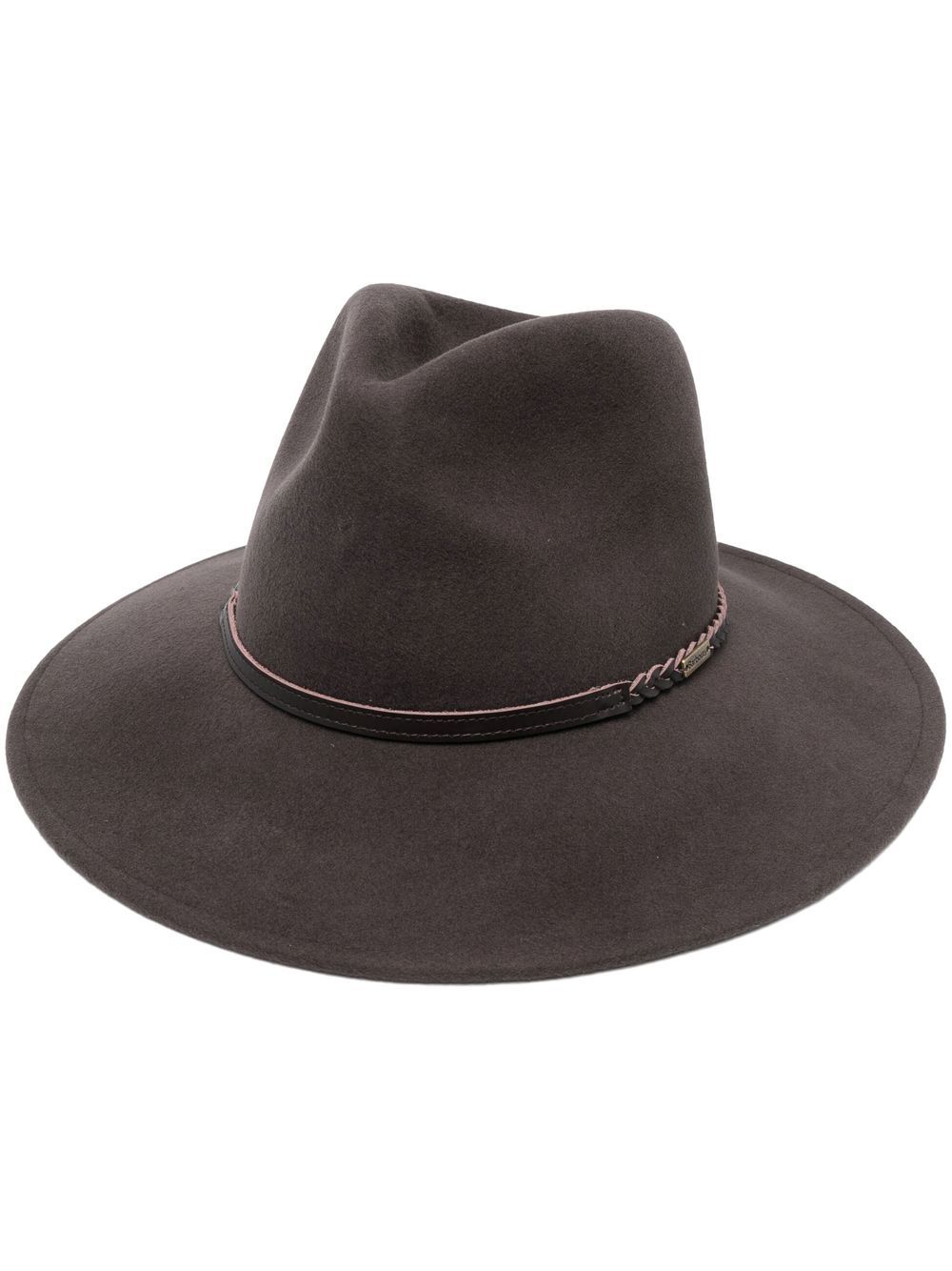 Braid-detail fedora hat - Brown