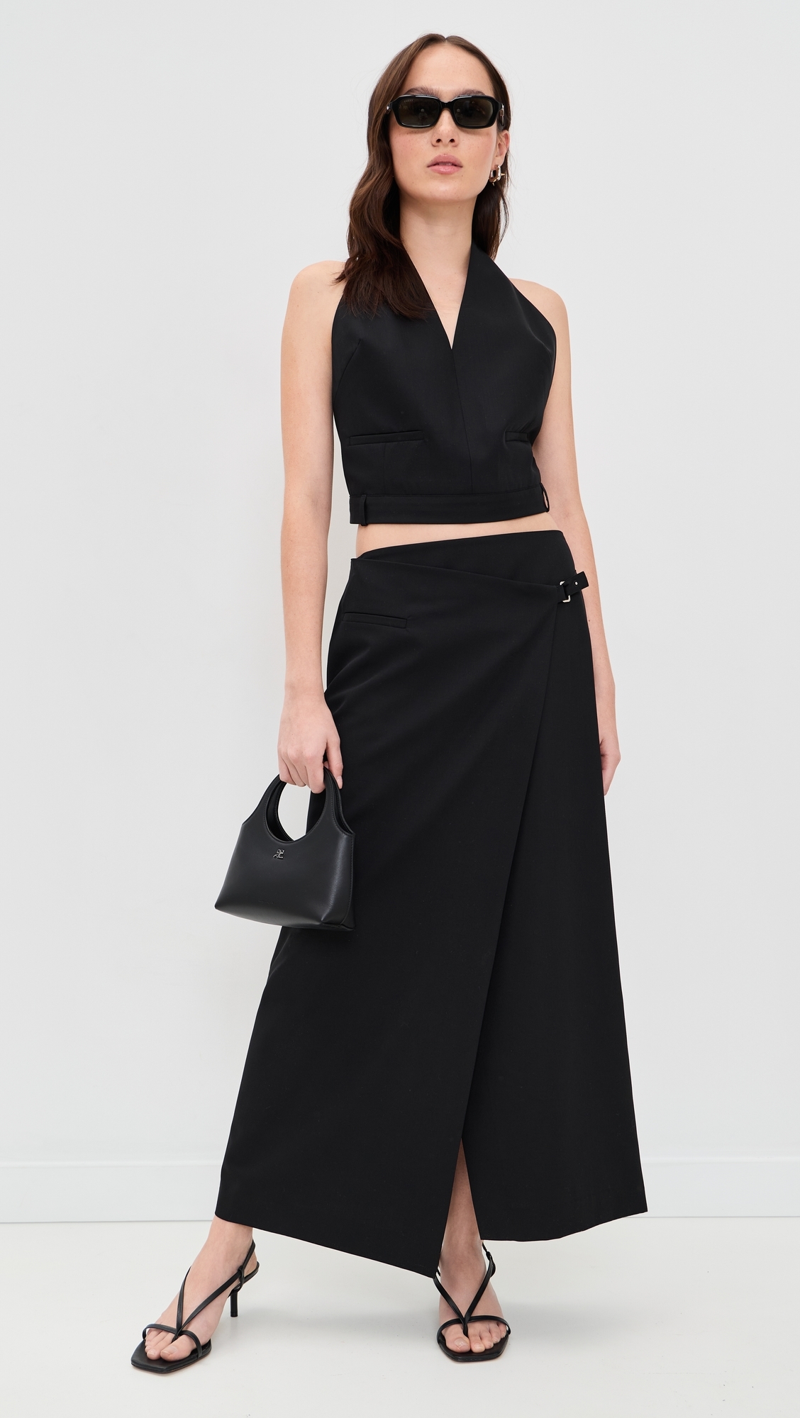 Upside Down Wool Halter Top Black