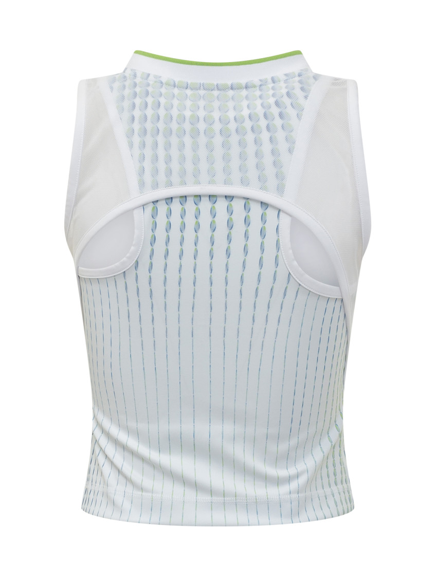 White Printed V Neck Top