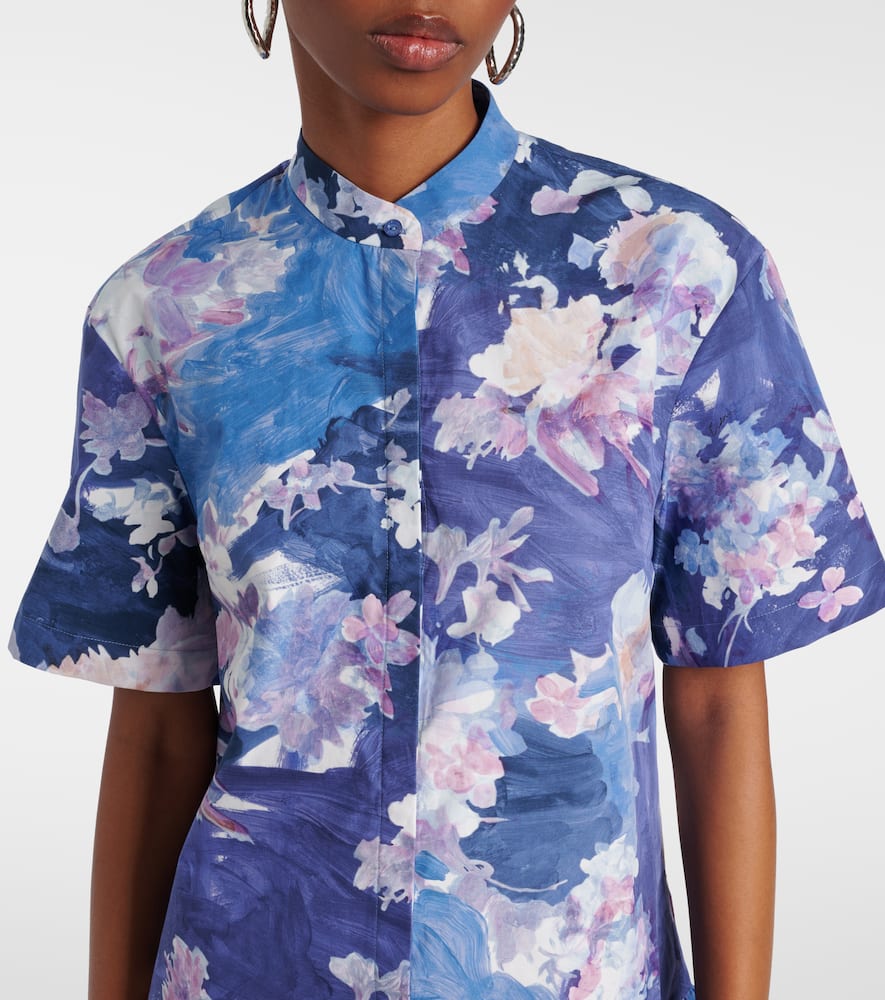 Floral peplum cotton poplin minidress