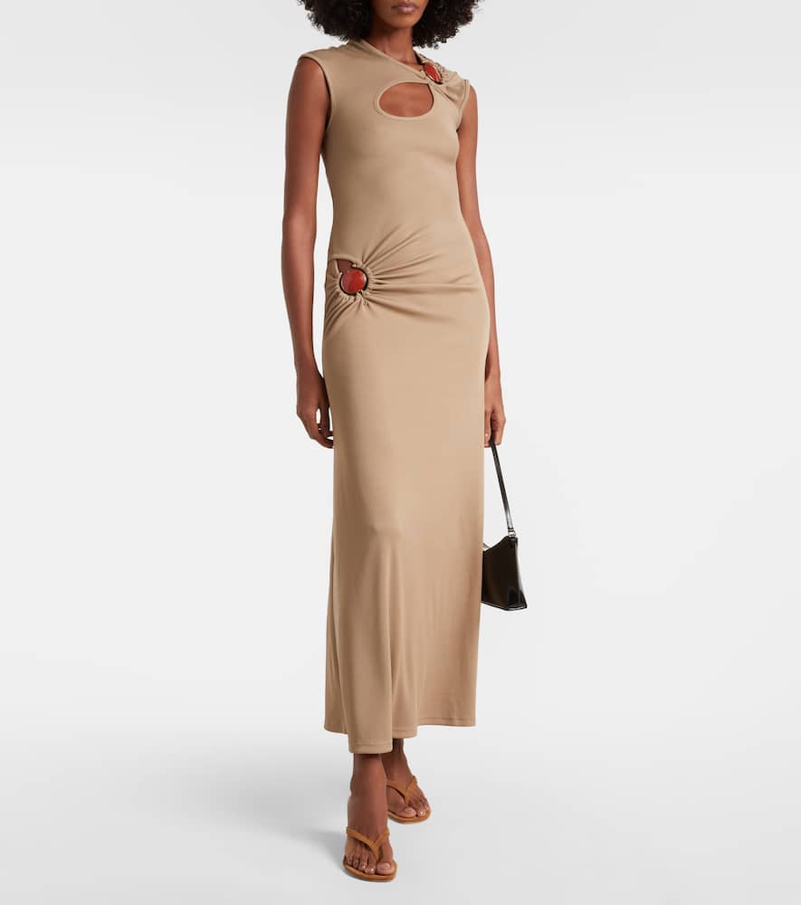 Mineral Stone embellished jersey maxi dress
