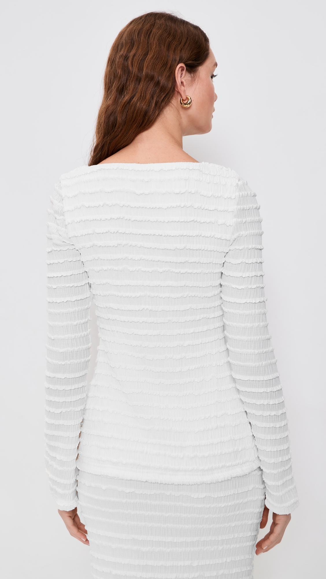 Adalee Ruffle Texture Top White