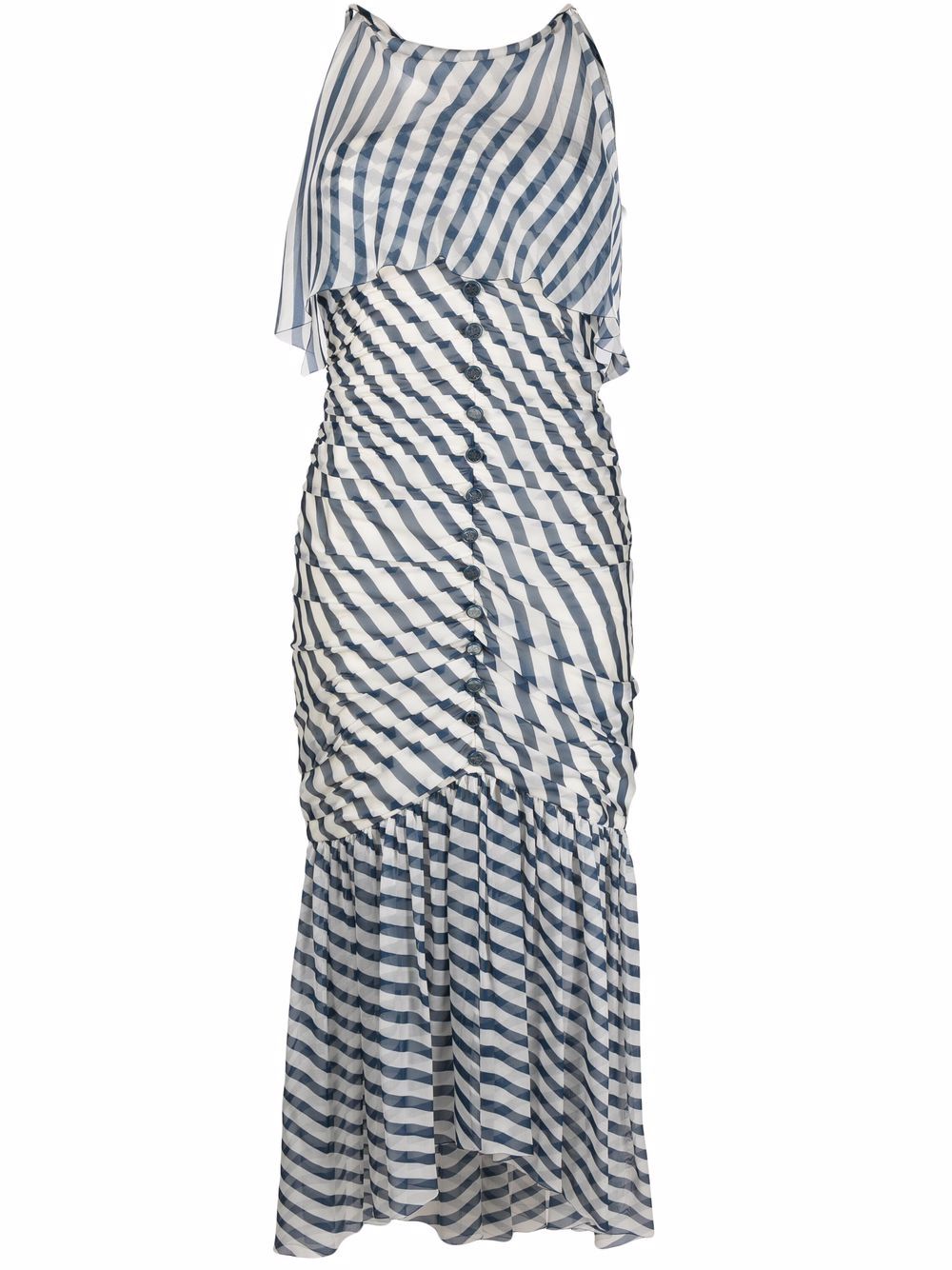 2008 ruched striped midi dress - Blue