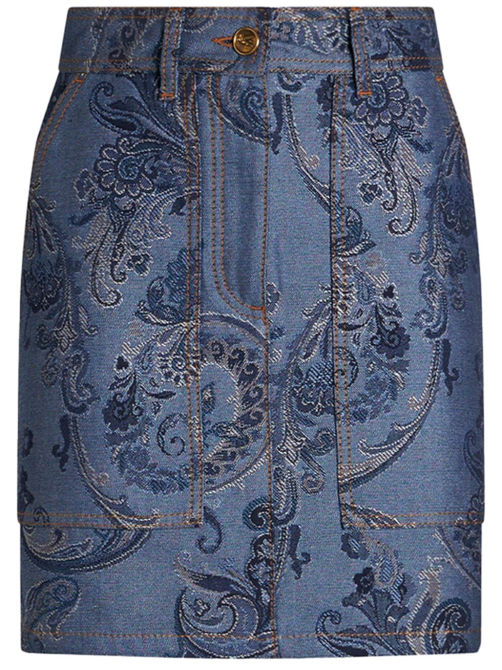 Jacquard denim mini skirt - Blue