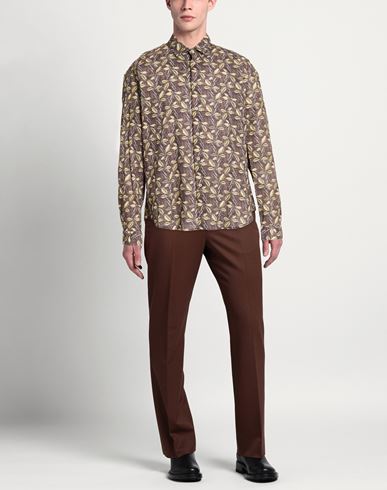 Man Shirt Dark brown Size S Cotton, Linen