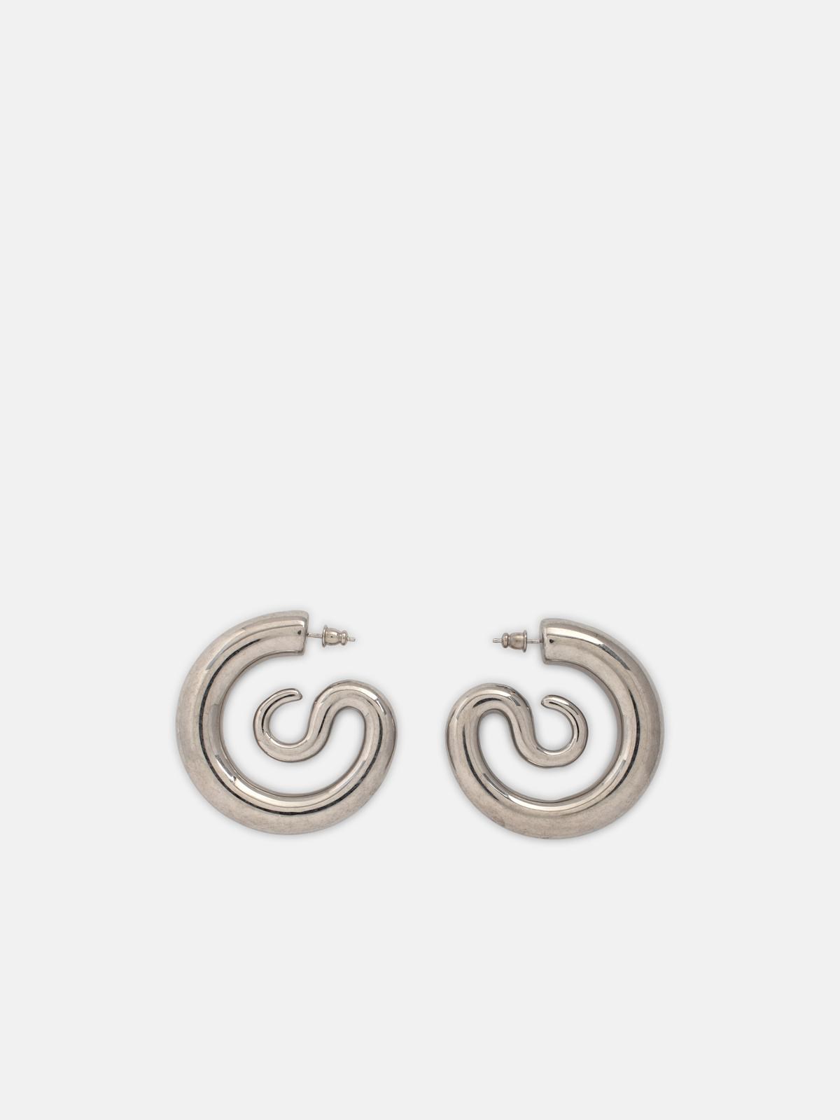 Silver 'Serpent Hoops Medium' Earrings
