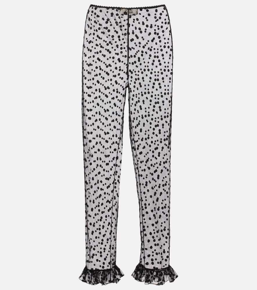 Chloé Polka-dot cotton-blend tulle straight pants