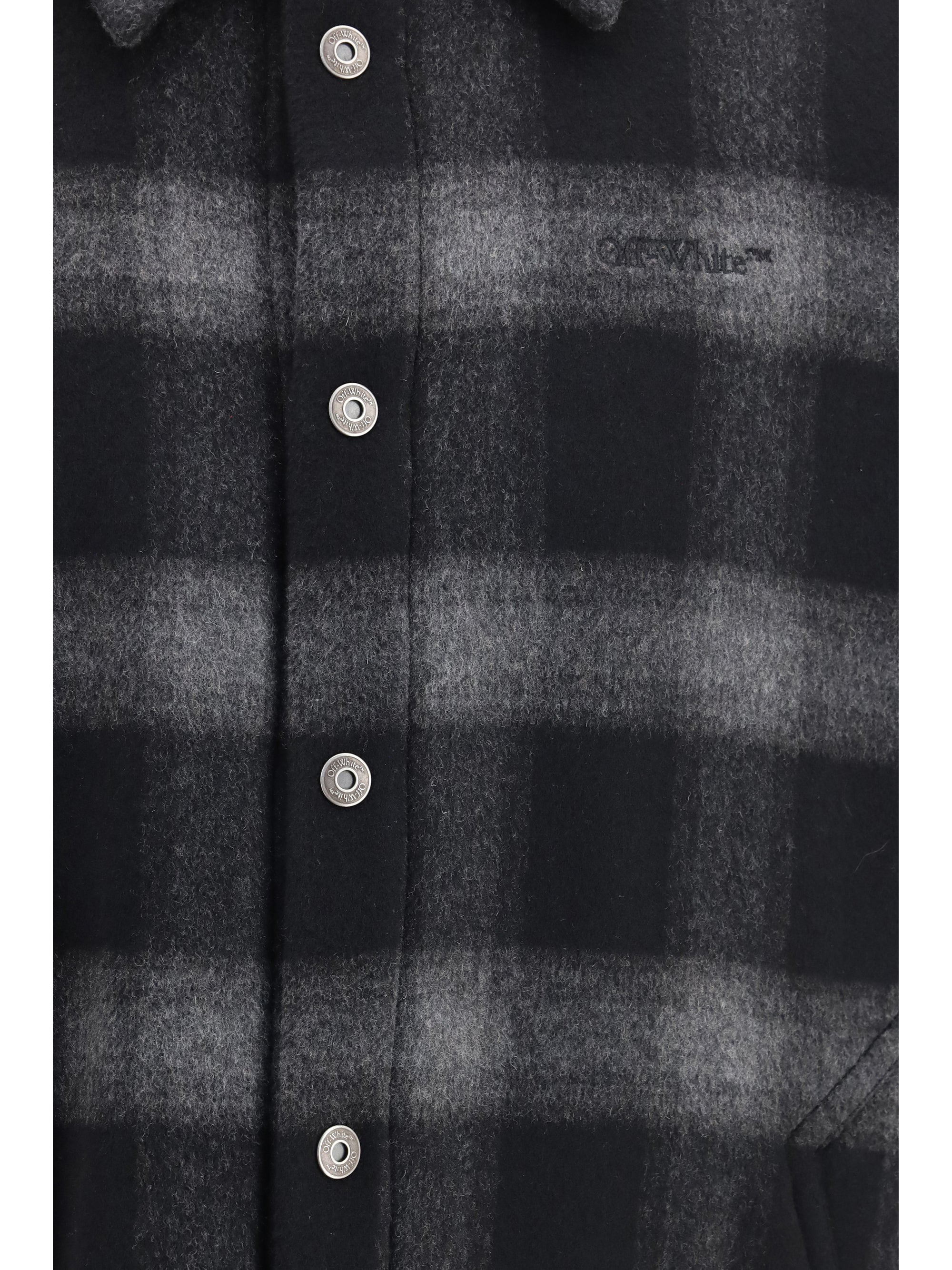 Padded Checked Wool Jacket — Black