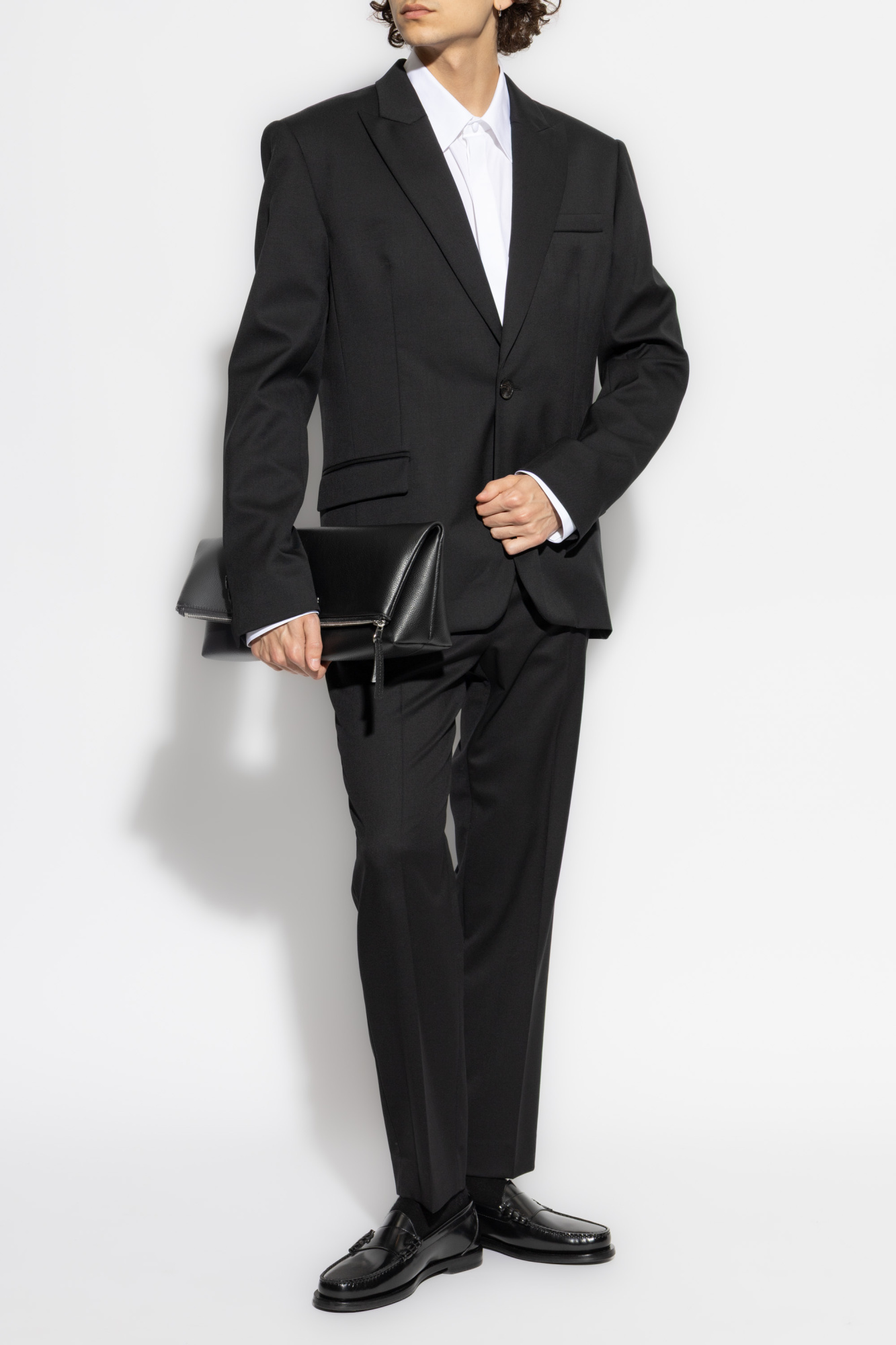 Wool Blazer With Closed Lapels, Men's, Black