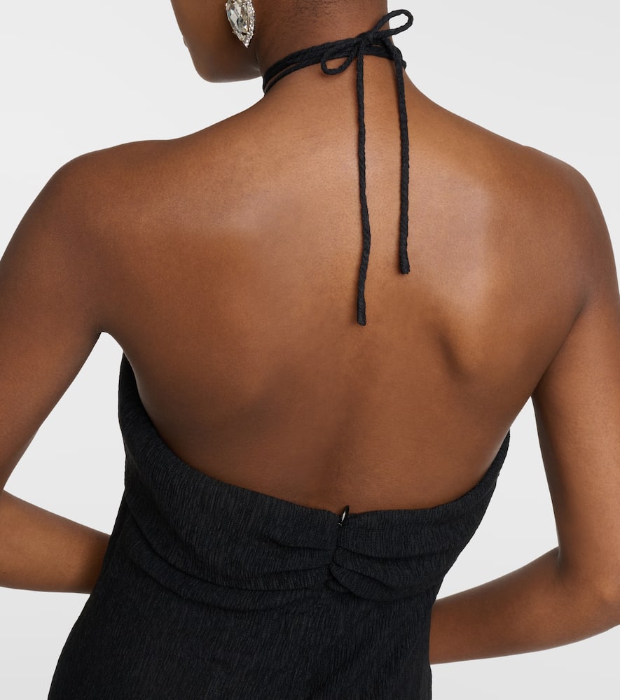 Pearl-detail halterneck midi dress