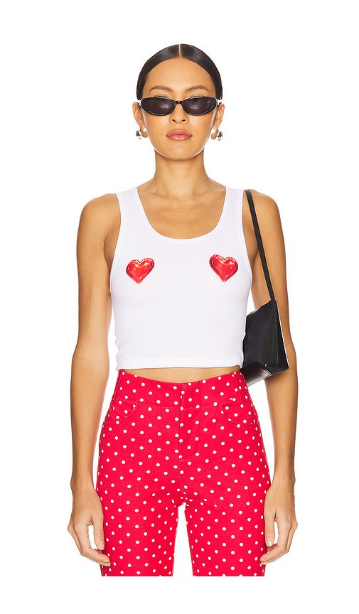 Lovers and Friends Hearts Tank in White. L. Also in M, S