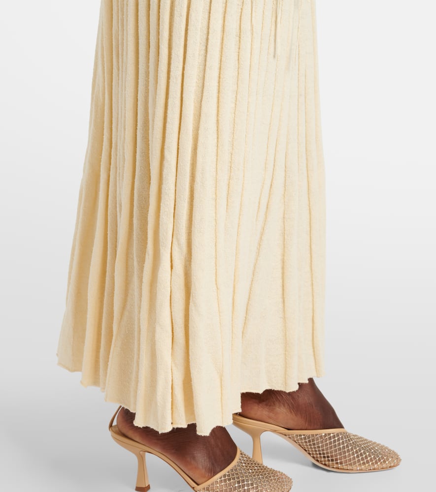 Linen and silk-blend maxi skirt