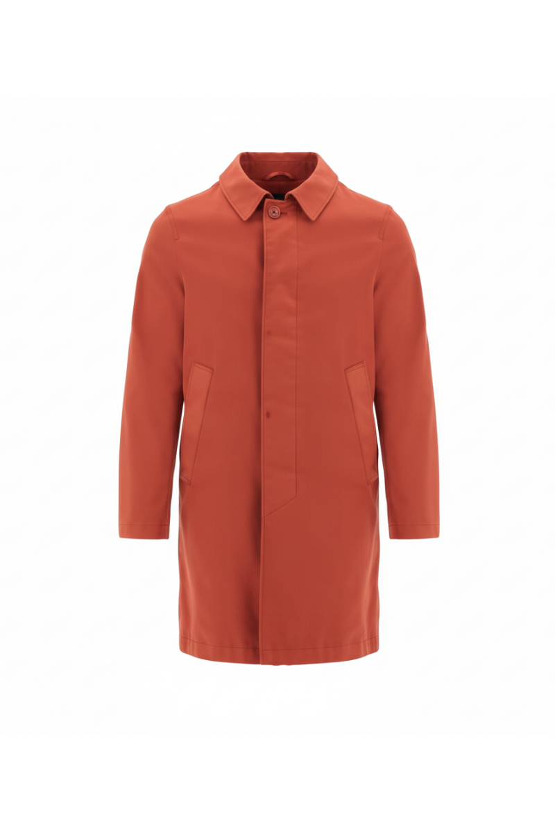 Cotton-Blend Coat — Red
