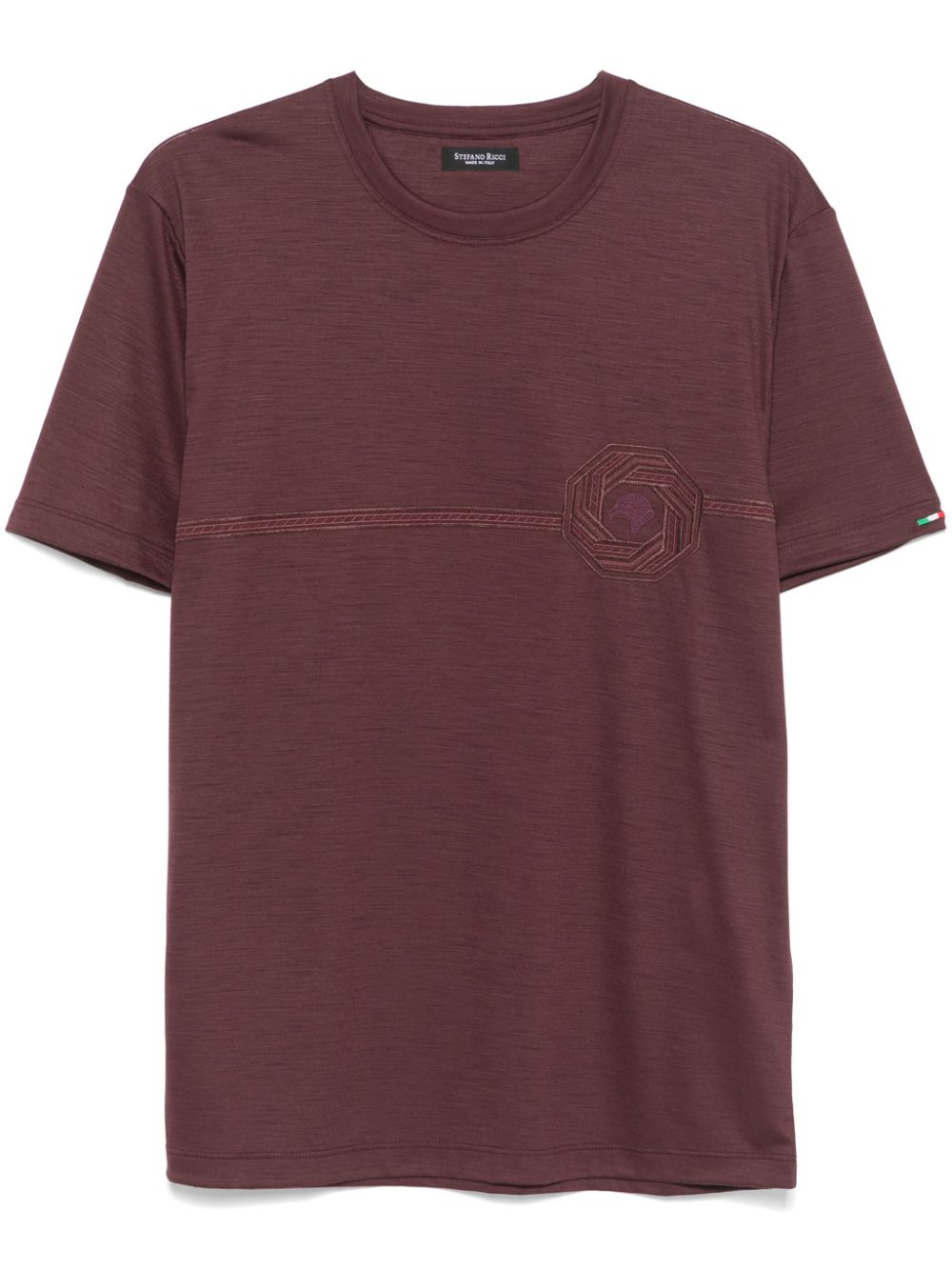 Logo-Embroidered Virgin Wool T-Shirt — Burgundy