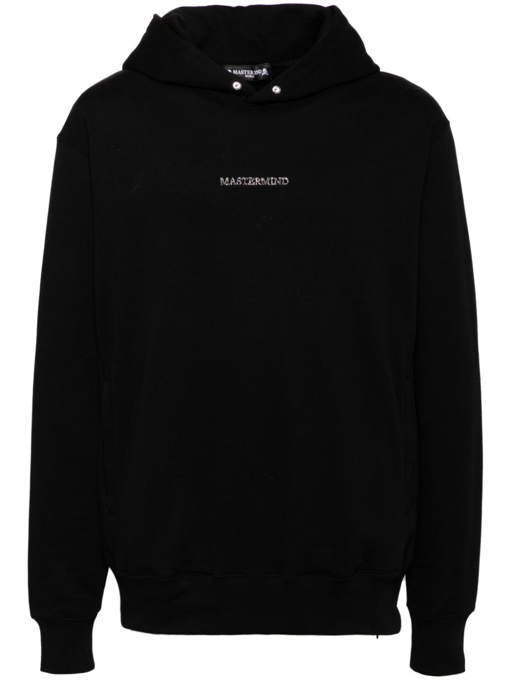 Rhinestone-logo hoodie - Black